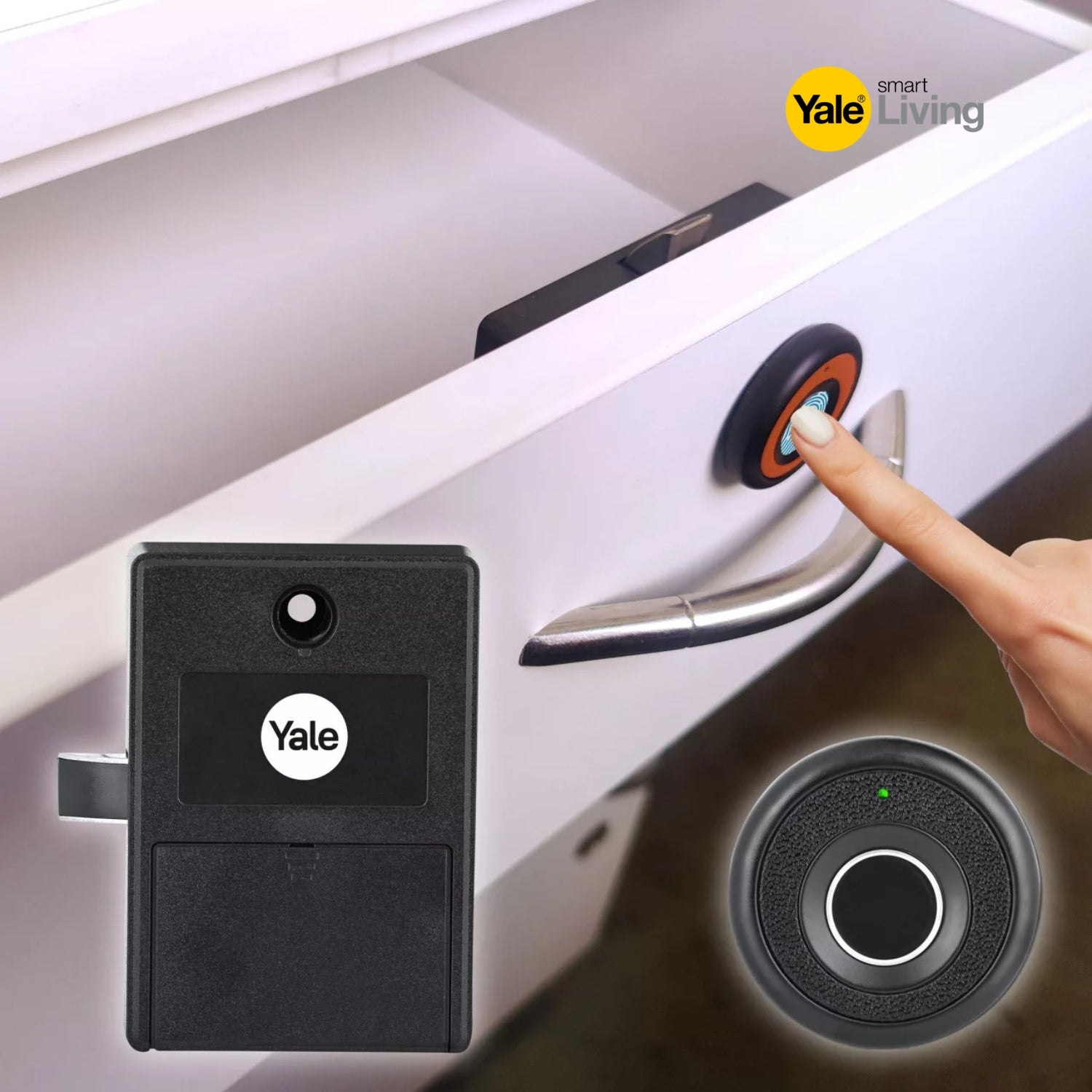 Yale YLDRPB-BL Biometric Fingerprint Smart Premium Black Colour Drawer Furniture Lock Yale YLDRPB-BL Biometric Fingerprint Smart Premium Black Colour Drawer Furniture Lock